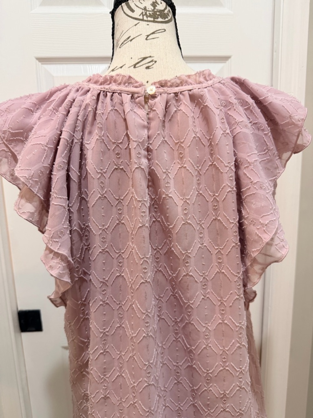 LOFT Lightweight Flutter Sleeve Blouse in Rose - Picture 7 of 11